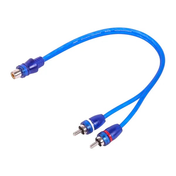 SKARRCA-1F2M | 1-Female to 2-Male RCA Y-Adapter (1 Ft) Cable