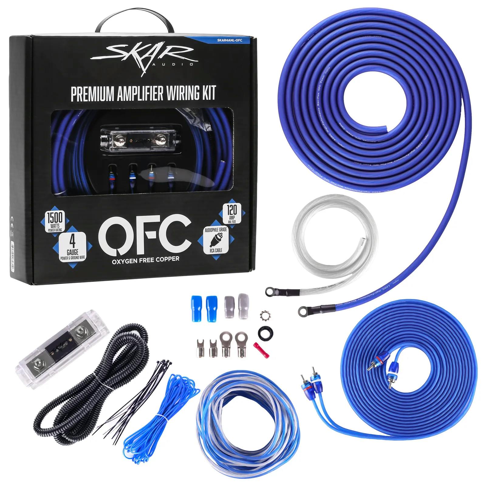 Featured Product Photo 1 for SKAR4ANL-OFC | 4 Gauge - 1,500 Watt OFC Amplifier Wiring Kit
