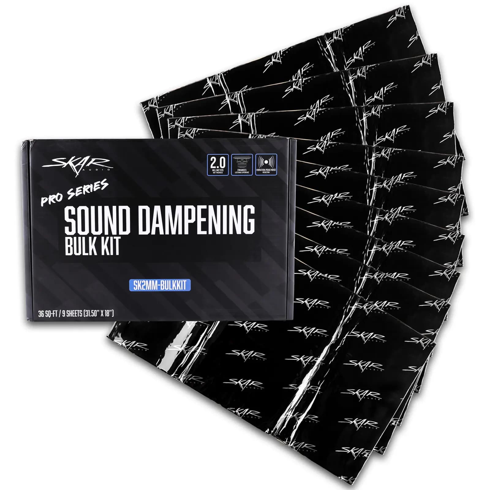 Vibro Sound Deadener for Automobiles -1/4 Waterproof Sound Deadening Mat,  9 Large Sheets of Our Car Sound Deadening Material, 100% Made in USA not