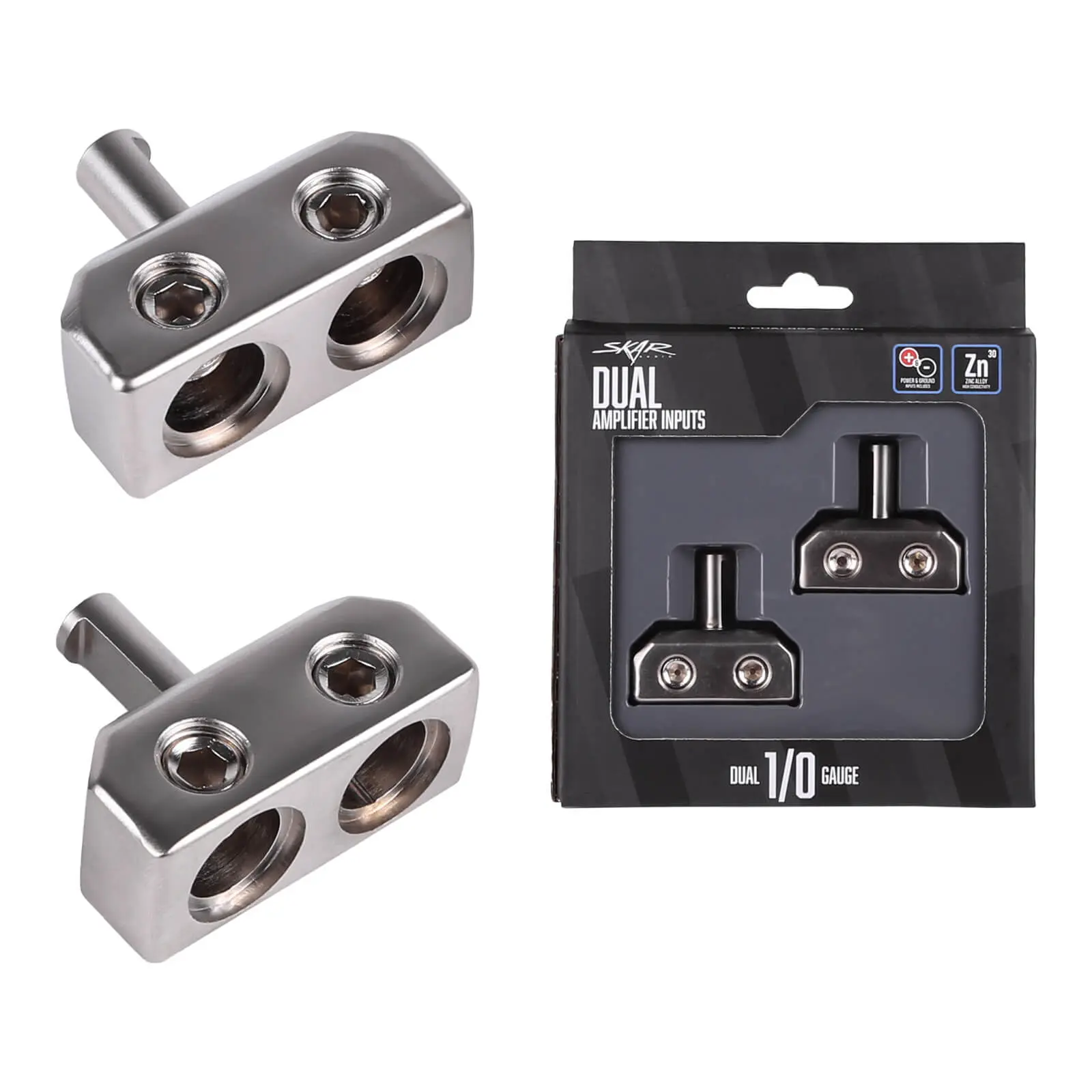 SK-DUAL0GA-AMPIN | Dual 1/0 Gauge to 1/0 Gauge Amplifier Input Adapters #6