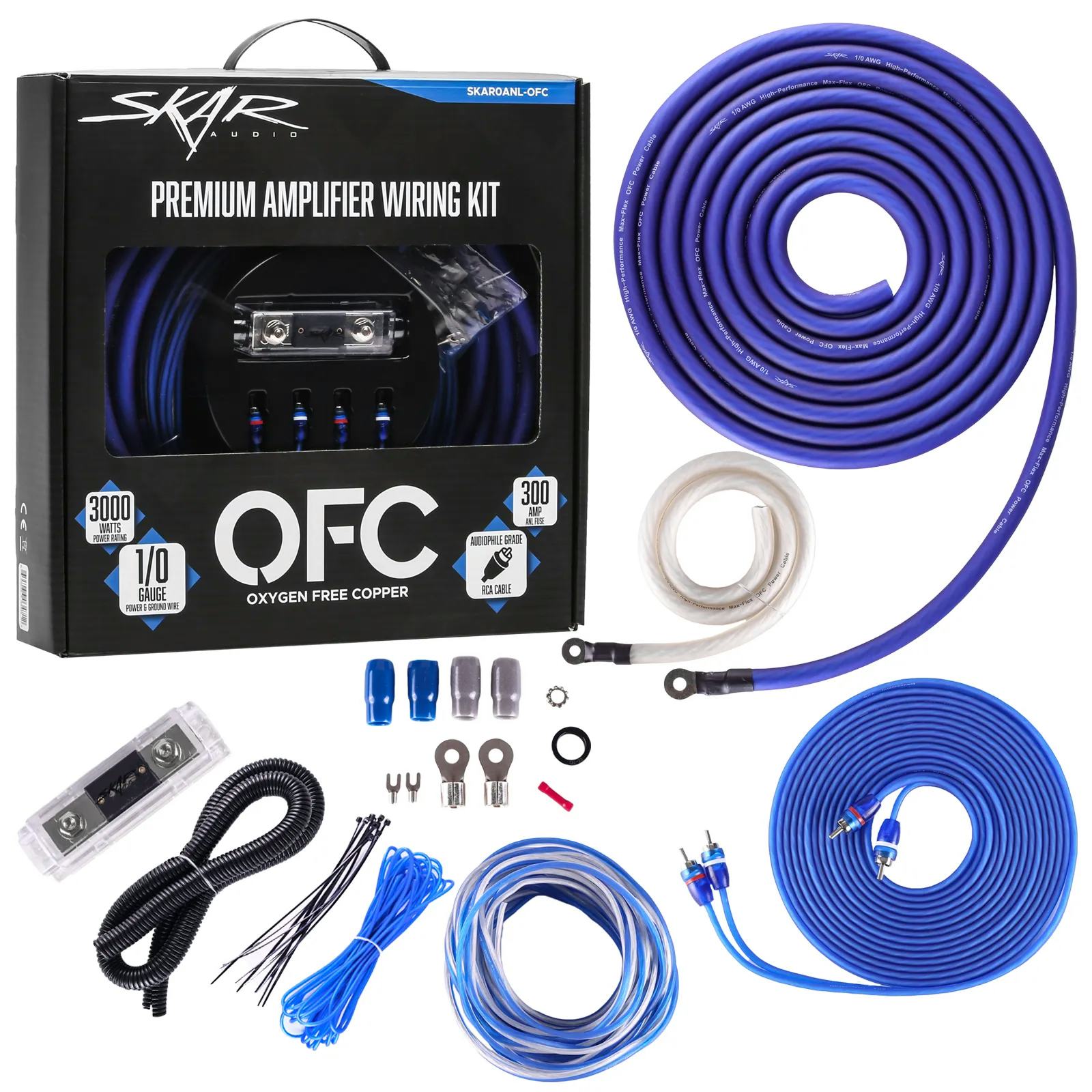SKAR0ANL-OFC | 1/0 Gauge - 3,000 Watt OFC Amplifier Wiring Kit #2