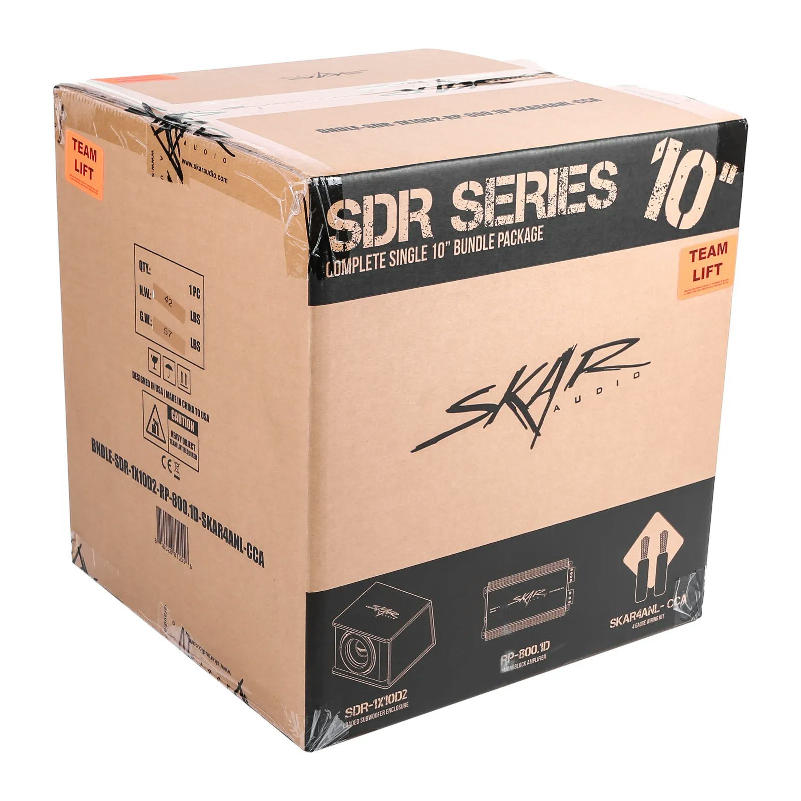 Single 10" 1,200 Watt SDR Series Complete Subwoofer Package with Vented Enclosure and Amplifier #6