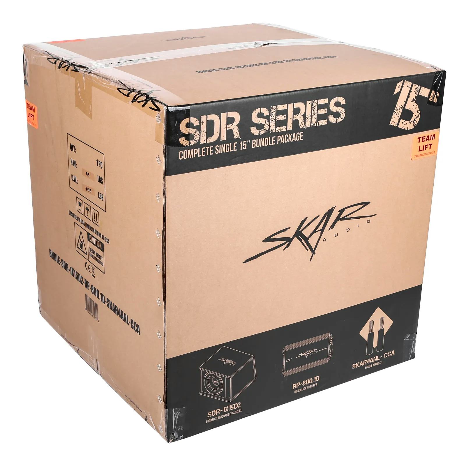 Single 15" 1,200 Watt SDR Series Complete Subwoofer Package with Vented Enclosure and Amplifier #6