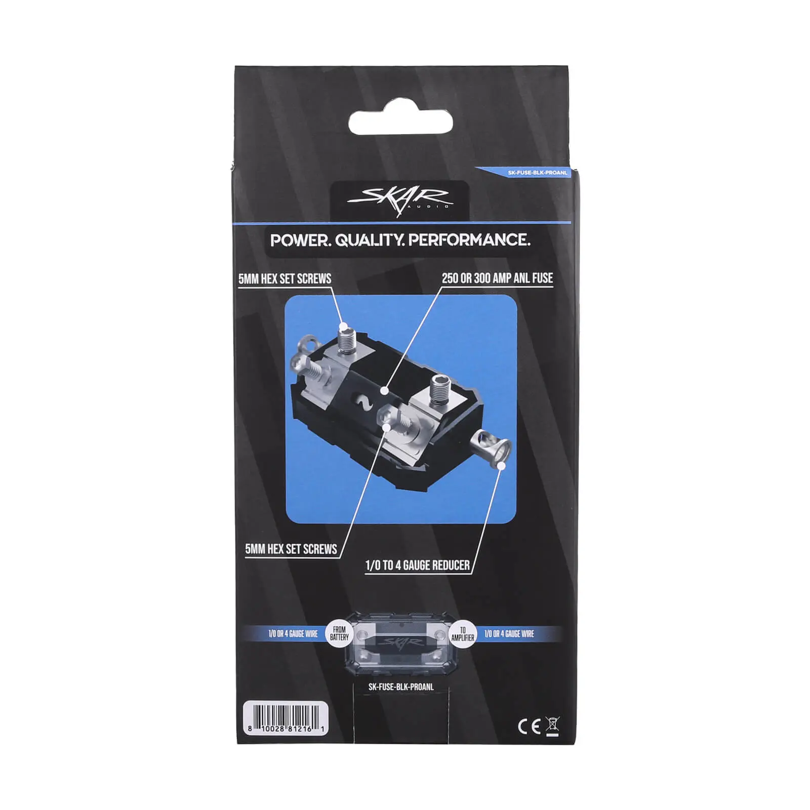 SK-FUSE-BLK-PROANL | 1/0 or 4 Gauge Pro Series Inline ANL Fuse Holder #9