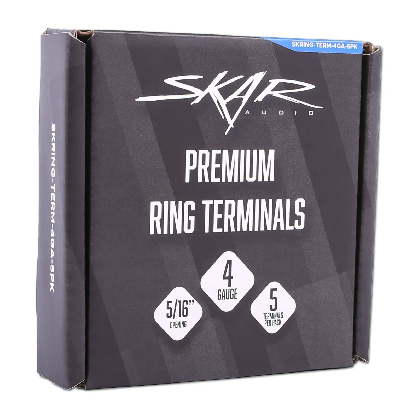 SKRING-TERM-4GA-5PK | 4 Gauge (5/16") Nickel Plated Premium Ring Terminals (5-Pack) #6