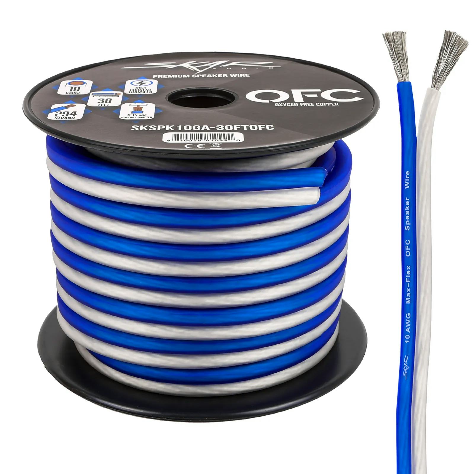10-Gauge Elite Series Max-Flex (OFC) Speaker Wire - Blue/White #1
