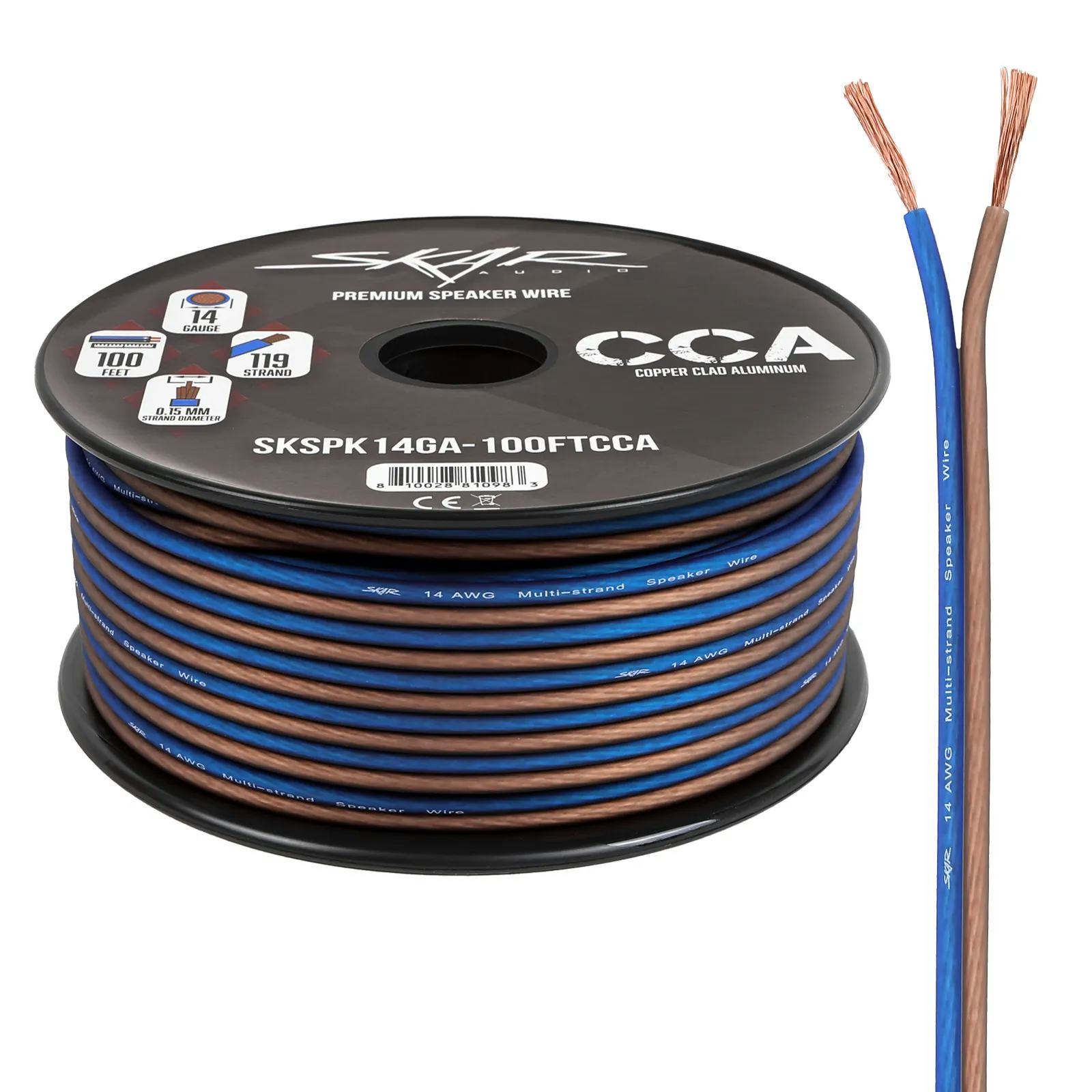 14-Gauge Performance Series (CCA) Speaker Wire - Blue/Brown #1