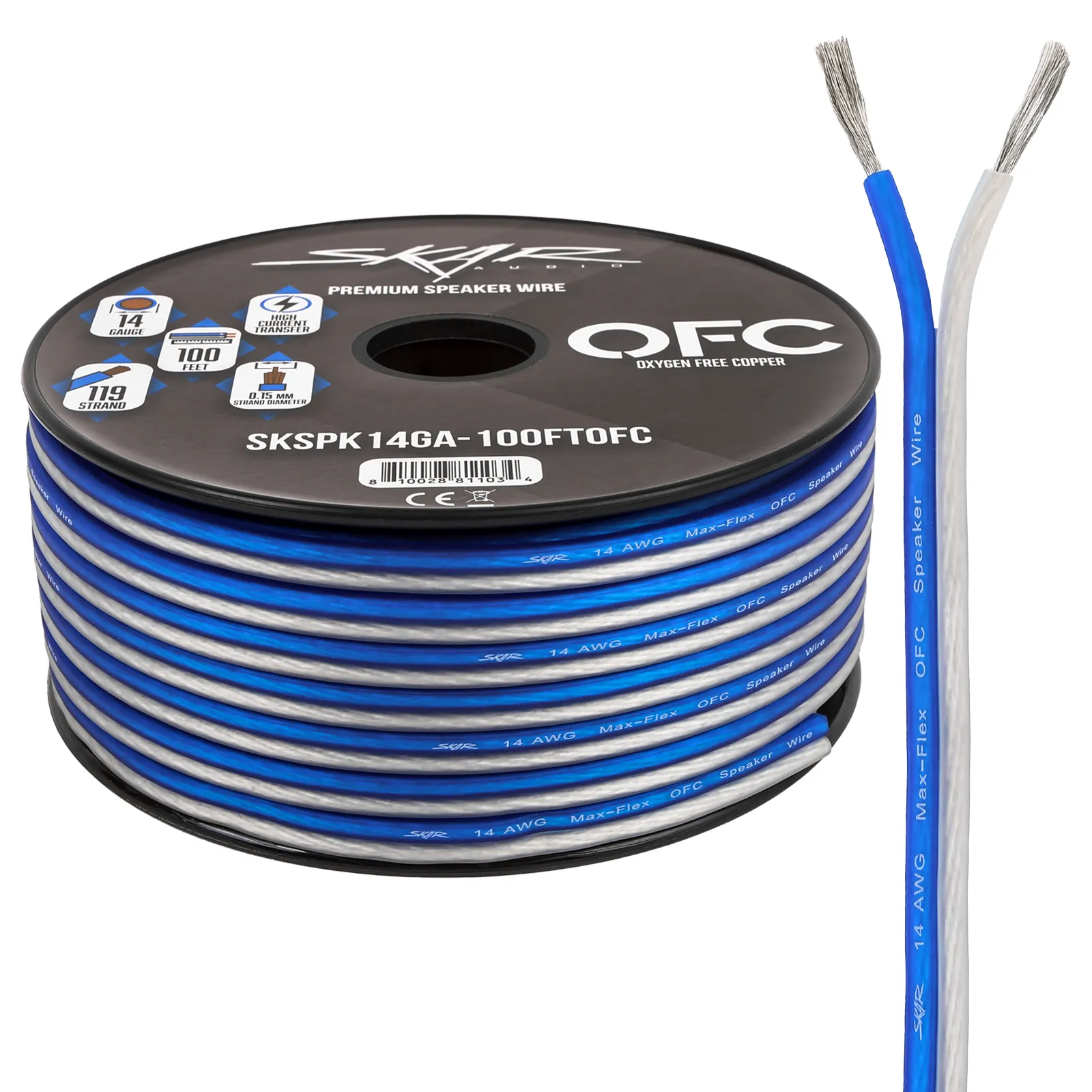 14-Gauge Elite Series Max-Flex (OFC) Speaker Wire - Blue/White #1