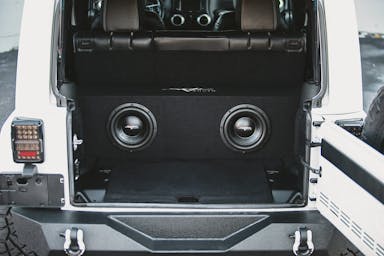 Featured Product Photo 1 for 2007-2018 Jeep Wrangler Unlimited (JK) 4-Door Vehicle Compatible Dual 10" Subwoofer Enclosure